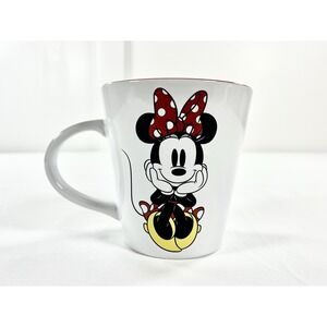 Disney Store Minnie Mouse Coffee Mug Red Sparkle Polka‎ Dot Bow Large Latte Cup